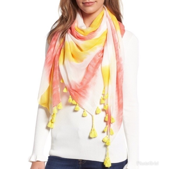 Rebecca Minkoff Tie Dye Square Scarf Tassels - Picture 1 of 8